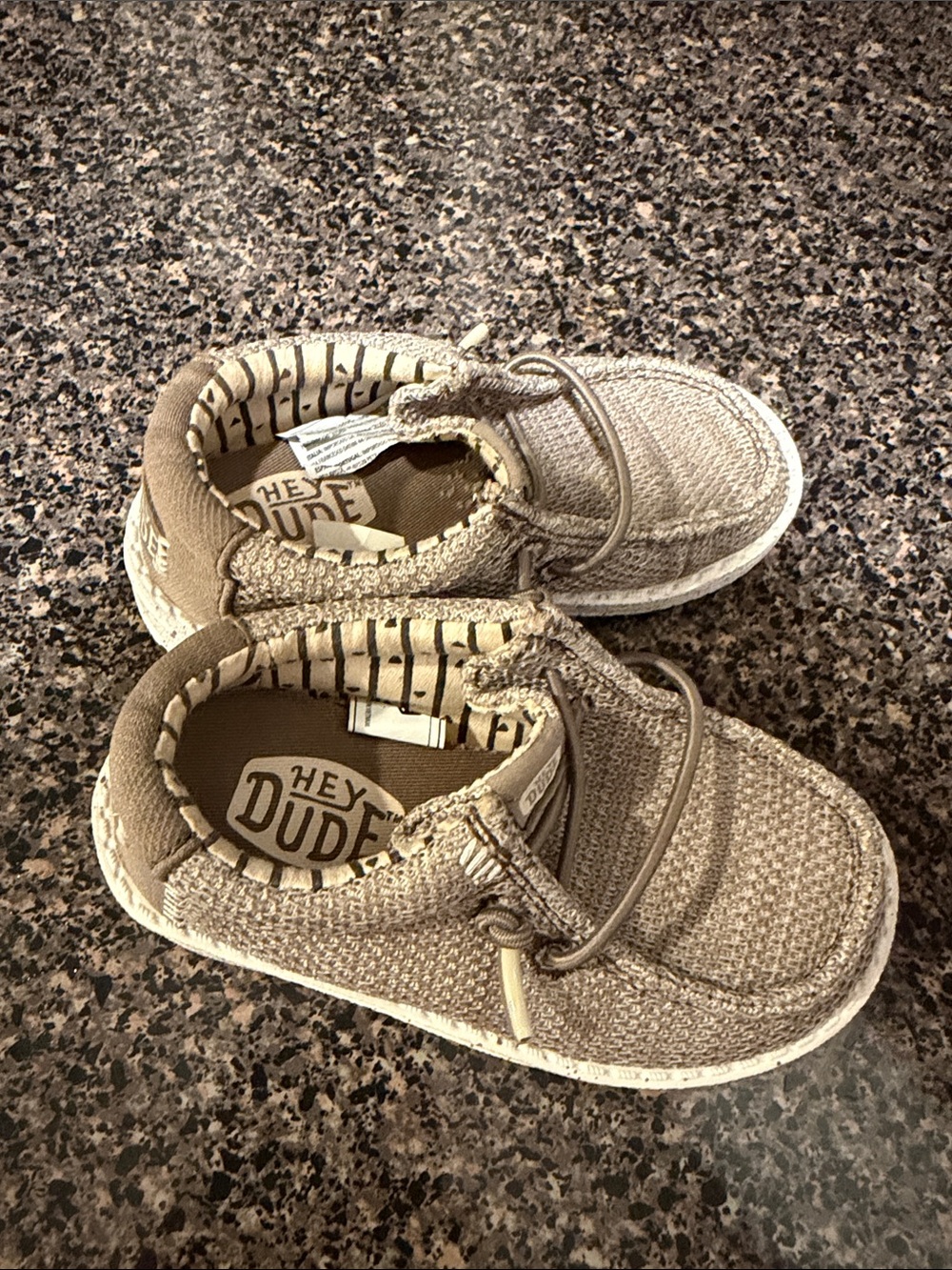 Hey Dude Kids Tan Knit Slip-On Sneakers